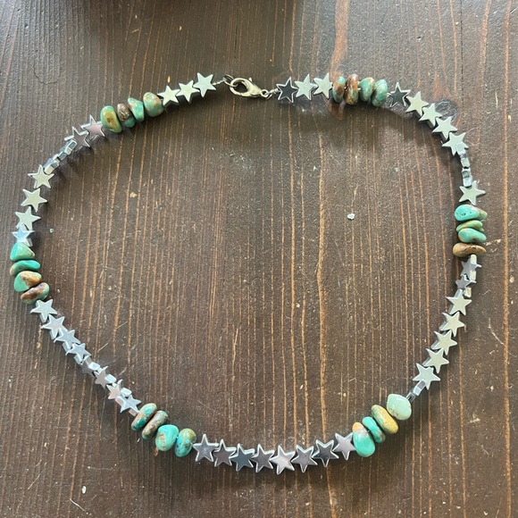 Sterling Silver Star and Kingman Turquoise Necklace